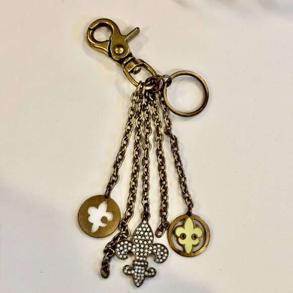 Vintage Kathy Van Zeeland FLEUR DE LIS Charm Keychain Fob signed Rare - Picture 3 of 11